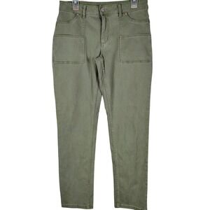 Bit & Bridle Olive Green Utility Patch Pocket Pants Slim Straight Size 10